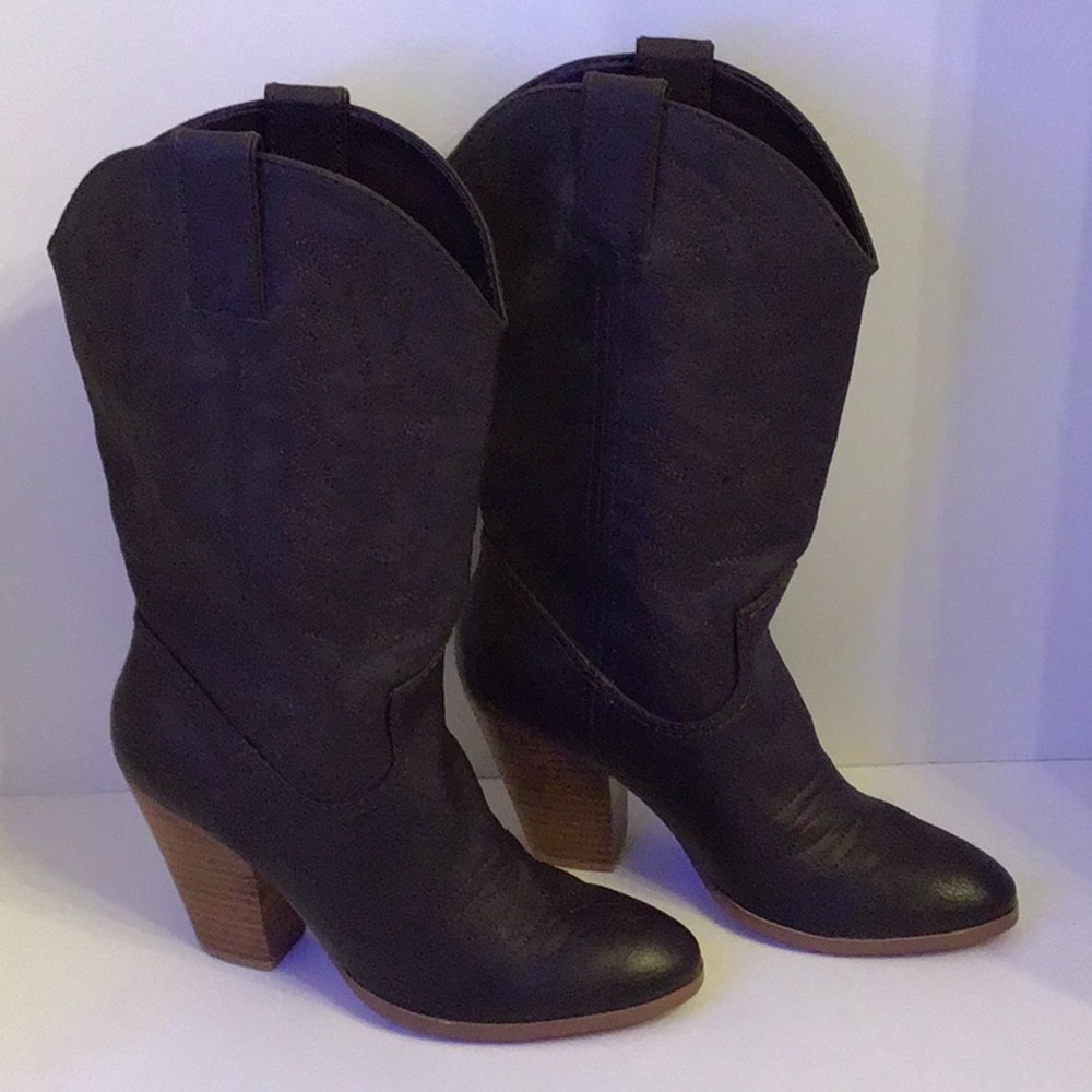 MIRANDA BROWN COWBOY HEEL BOOTS SZ 7 WC